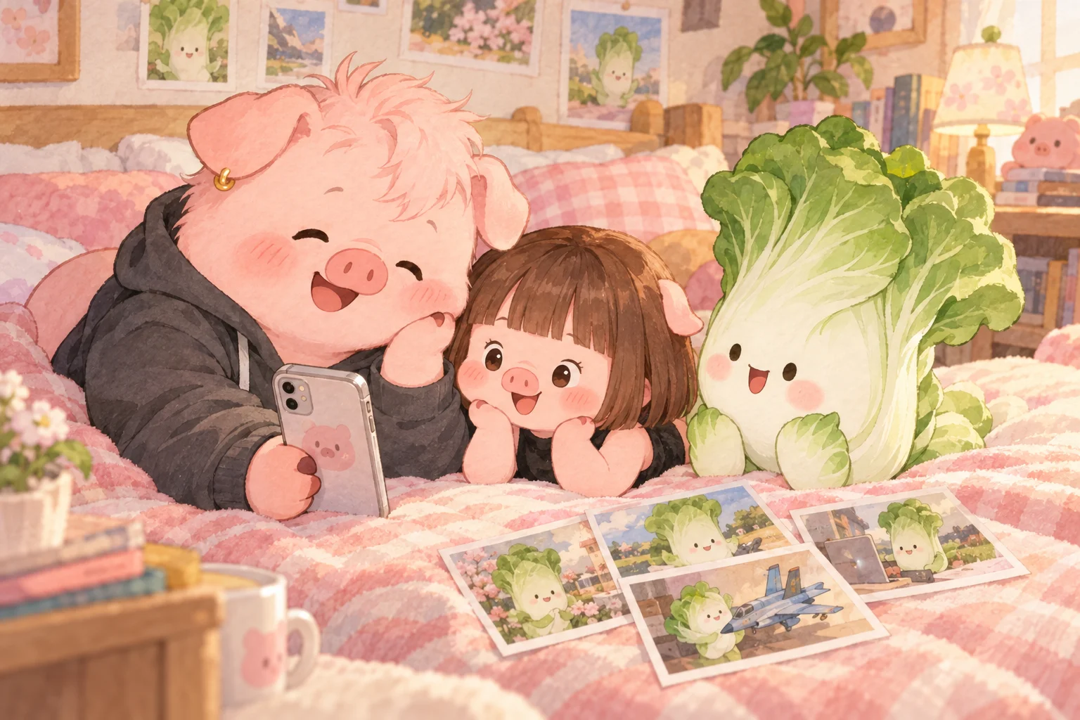 《对白菜的喜欢呀》的小猪漫画配图